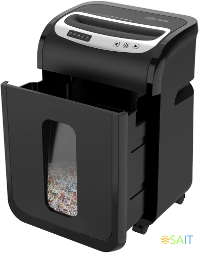 Шредер Cactus CS-SH-G6 черный/серебристый (секр.P-5) фрагменты 16лист. 30лтр. скрепки скобы пл.карты CD