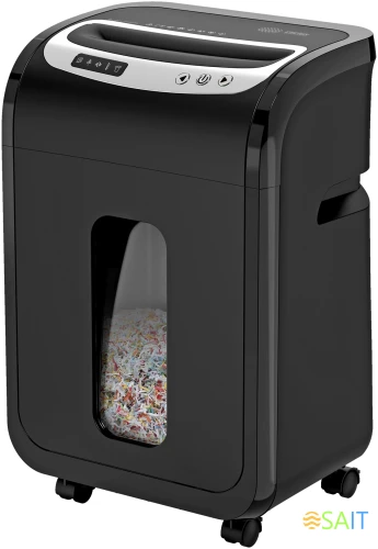 Шредер Cactus CS-SH-G6 черный/серебристый (секр.P-5) фрагменты 16лист. 30лтр. скрепки скобы пл.карты CD