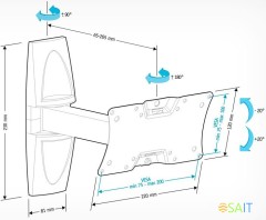 Кронштейн для телевизора Holder LCDS-5063 черный 19"-32" макс.30кг настенный поворот и наклон