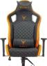 Кресло игровое Knight Outrider черный/оранжевый ромбик эко.кожа с подголов. крестов. металл