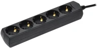 Сетевой удлинитель IEK У05 3м (5 розеток) черный (пакет ПЭ)