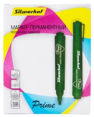 Маркер перманентный Silwerhof Prime пулевидный пиш. наконечник 1-3мм зеленый коробка