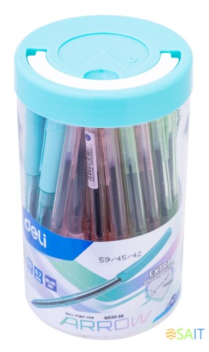 Ручка шариков. Deli Arrow EQ03036-1 прозрачный/ассорти d=0.7мм син. черн. (1шт) ассорти