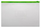 Папка на молнии ZIP Бюрократ -BPM4AGRN A4+ полипропилен 0.15мм карм.для визит. цвет молнии зеленый