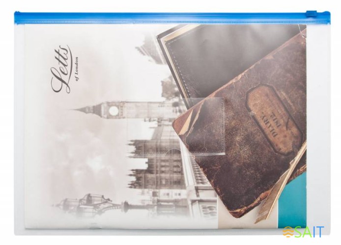 Папка на молнии ZIP Бюрократ -BPM4AGRN A4+ полипропилен 0.15мм карм.для визит. цвет молнии зеленый