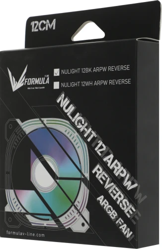 Вентилятор для корпуса Formula Nulight 12BK Reverse ARGB 120х120x25 черный 4-pin 25.34дБ (NULIGHT 12BK ARPW REVERSE) Ret