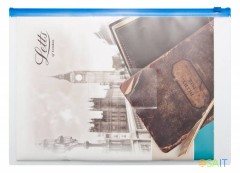 Папка на молнии ZIP Бюрократ -BPM4ARED A4+ полипропилен 0.15мм карм.для визит. цвет молнии красный