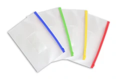 Папка на молнии ZIP Бюрократ -BPM4ARED A4+ полипропилен 0.15мм карм.для визит. цвет молнии красный