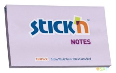 Блок самоклеящийся бумажный Stick`n 21405 76x127мм 100лист. 70г/м2 пастель сиреневый