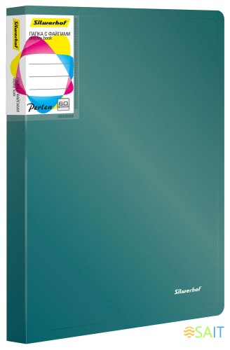 Папка с 60 прозр.вклад. Silwerhof Perlen 292961-75 A4 1мм карман зеленый металлик