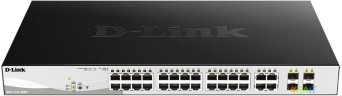 Коммутатор D-Link DGS-1210-28MP/FL1A (L2) 28x1Гбит/с 4xКомбо(1000BASE-T/SFP) 24PoE+ 370W управляемый