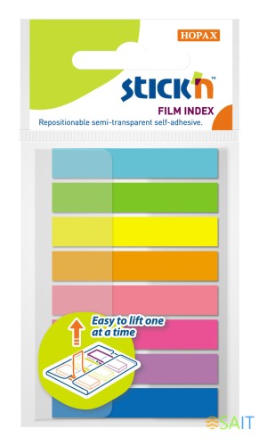 Закладки самокл. пластиковые Stick`n 26073 45x8мм 8цв.в упак. 20лист Z-сложения