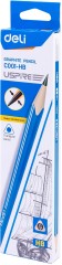 Карандаш ч/г Deli EC001-HB Uspire HB трехгран. тополь карт.кор. (12шт) ластик