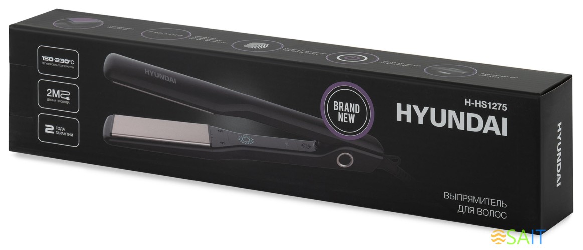 Выпрямитель Hyundai H-HS1275 50Вт черный макс.темп.:230С покрытие:керамико-турмалиновое