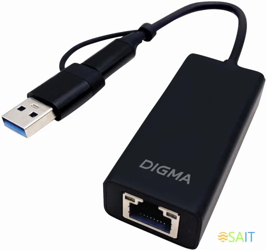 Сетевой адаптер 2.5G Ethernet Digma DLA-GTUC01 USB 3.0