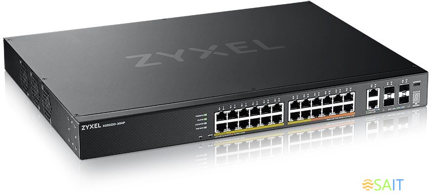 Коммутатор Zyxel XGS2220-30HP-EU0101F (L3) 24x1Гбит/с 2x10Гбит/с 4SFP+ 16PoE+ 8PoE++ 400W управляемый
