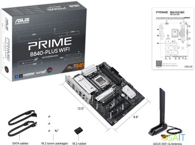 Материнская плата Asus PRIME B840-PLUS WIFI SocketAM5 AMD B840 4xDDR5 ATX AC`97 8ch(7.1) 2.5Gg RAID+HDMI+DP