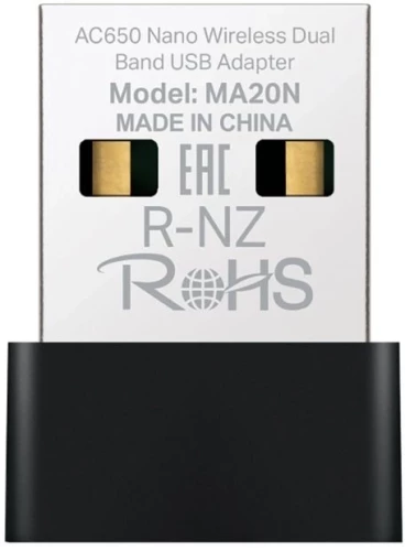 Сетевой адаптер Wi-Fi Mercusys MA20N AC650 USB 2.0 (ант.внутр.) 1ант.