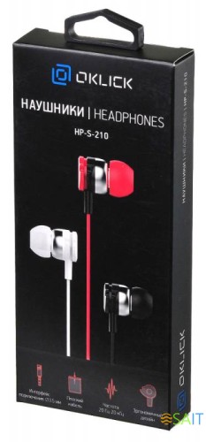 Наушники внутриканальные Оклик HP-S-210 1.2м красный проводные в ушной раковине (D1-1R)