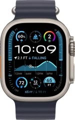 Смарт-часы Apple Watch Ultra 2 2024 A2986 49мм OLED корп.титан Ocean band рем.синий разм.брасл.:130-200мм (MX4D3FD/A)